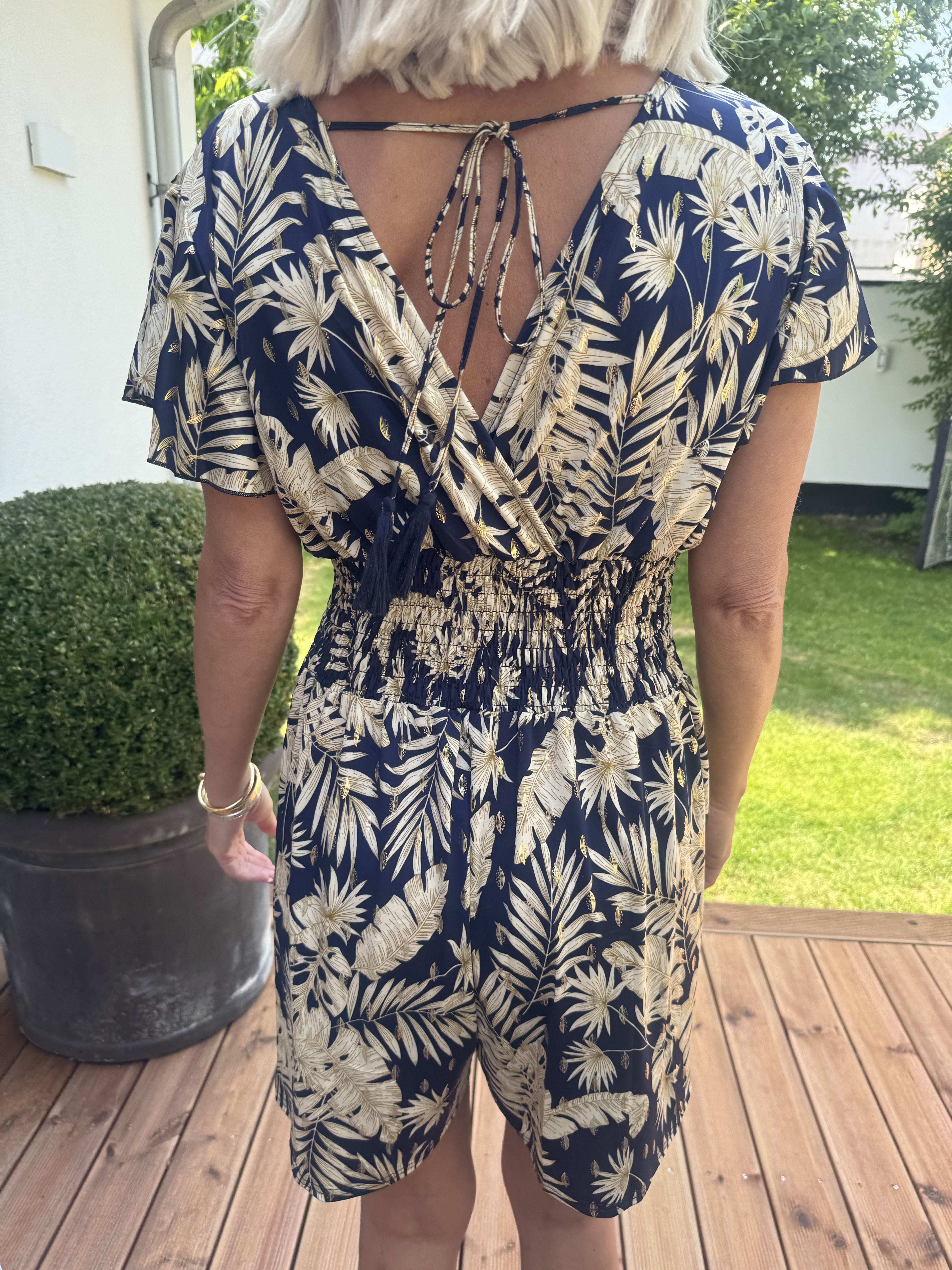 Pams Gold Leaf Playsuit - Elastisk playsuit med lommer